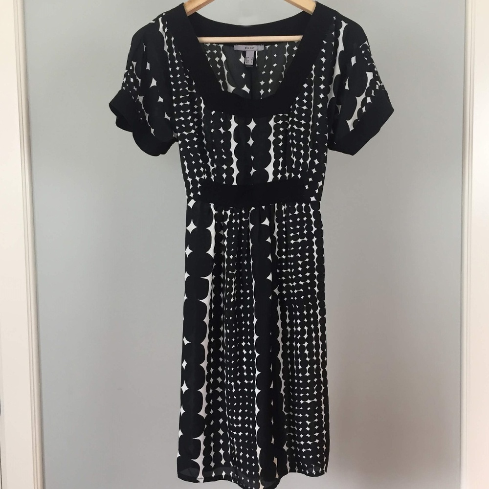 Mango Black and White Printed Dress